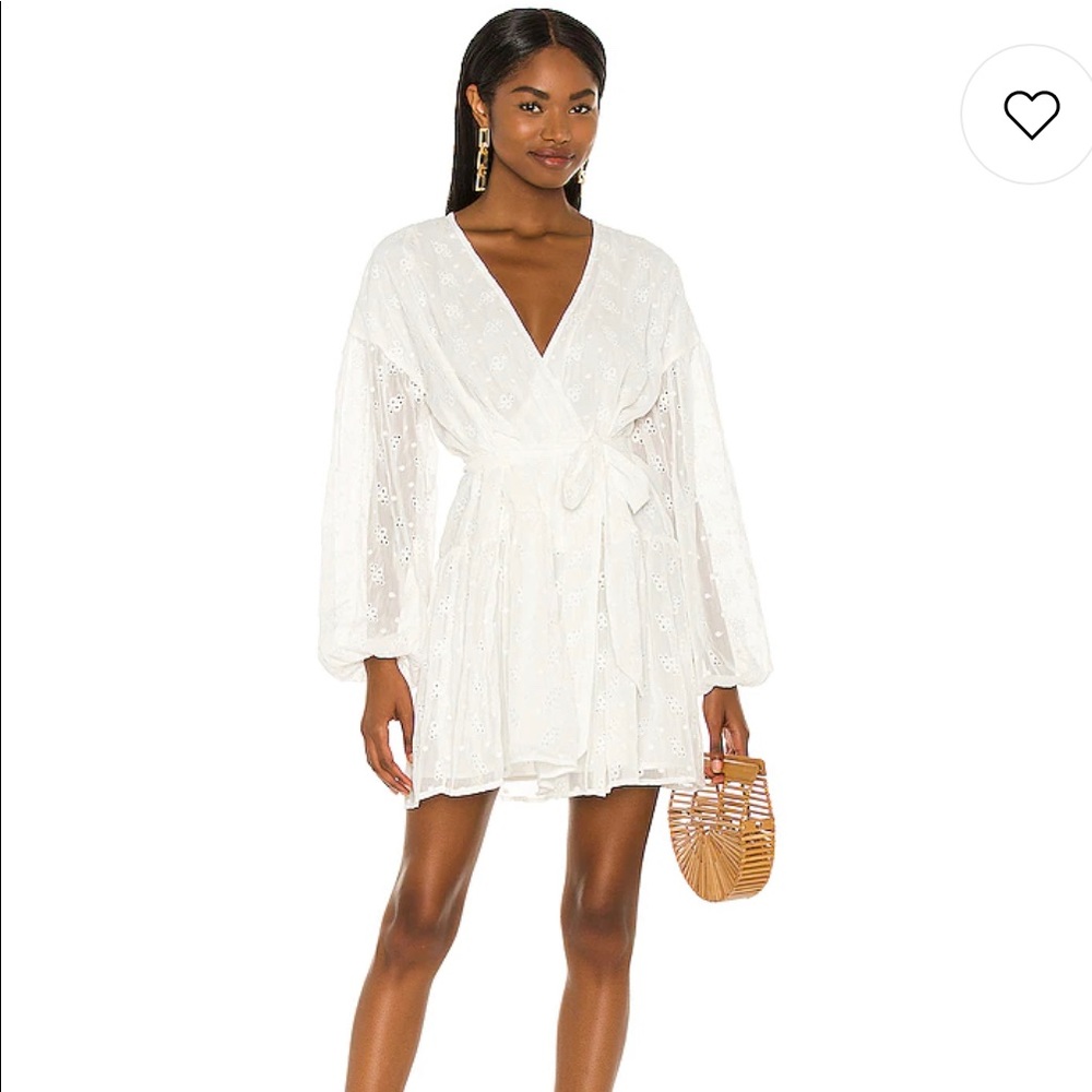 White long sleeve drop waist mini dress!